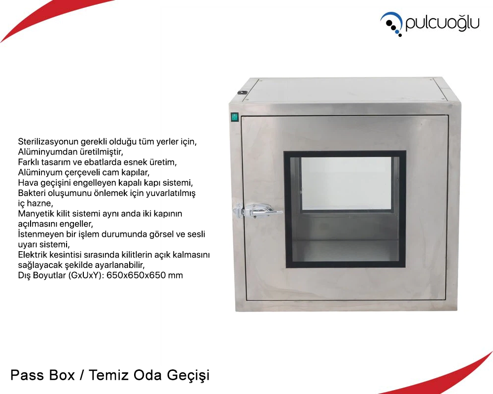 pass box, cleanroom pass box, temiz oda pass box, laboratuvar pass box, transfer kutusu, hava kilitli pass box, paslanmaz çelik pass box, statik pas box, dinamik pass box, laboratuvar cihazları, temiz oda geçişi